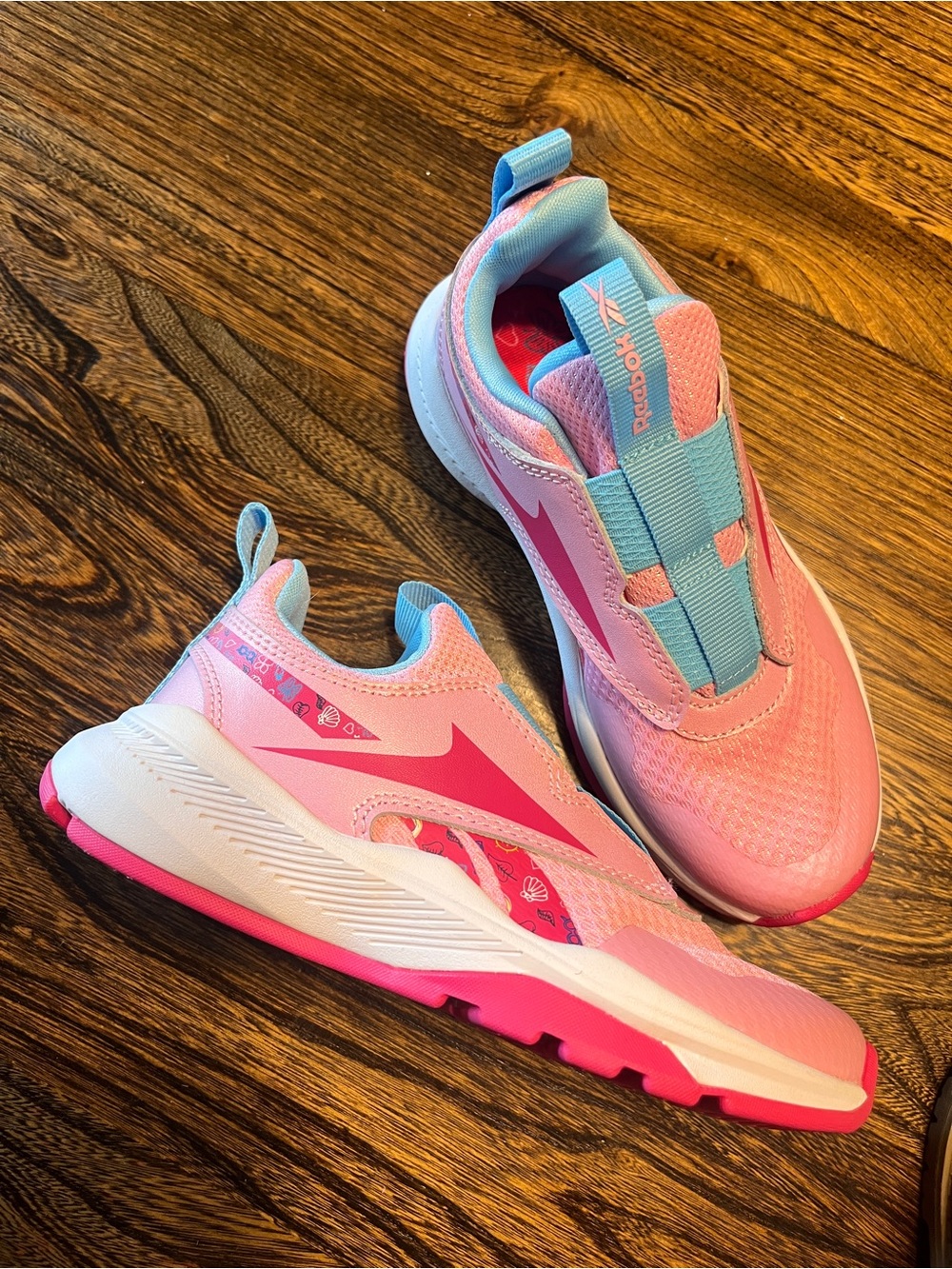 Reebok Kids' Pink and Light Blue Athletic School Sneakers size 12 12c